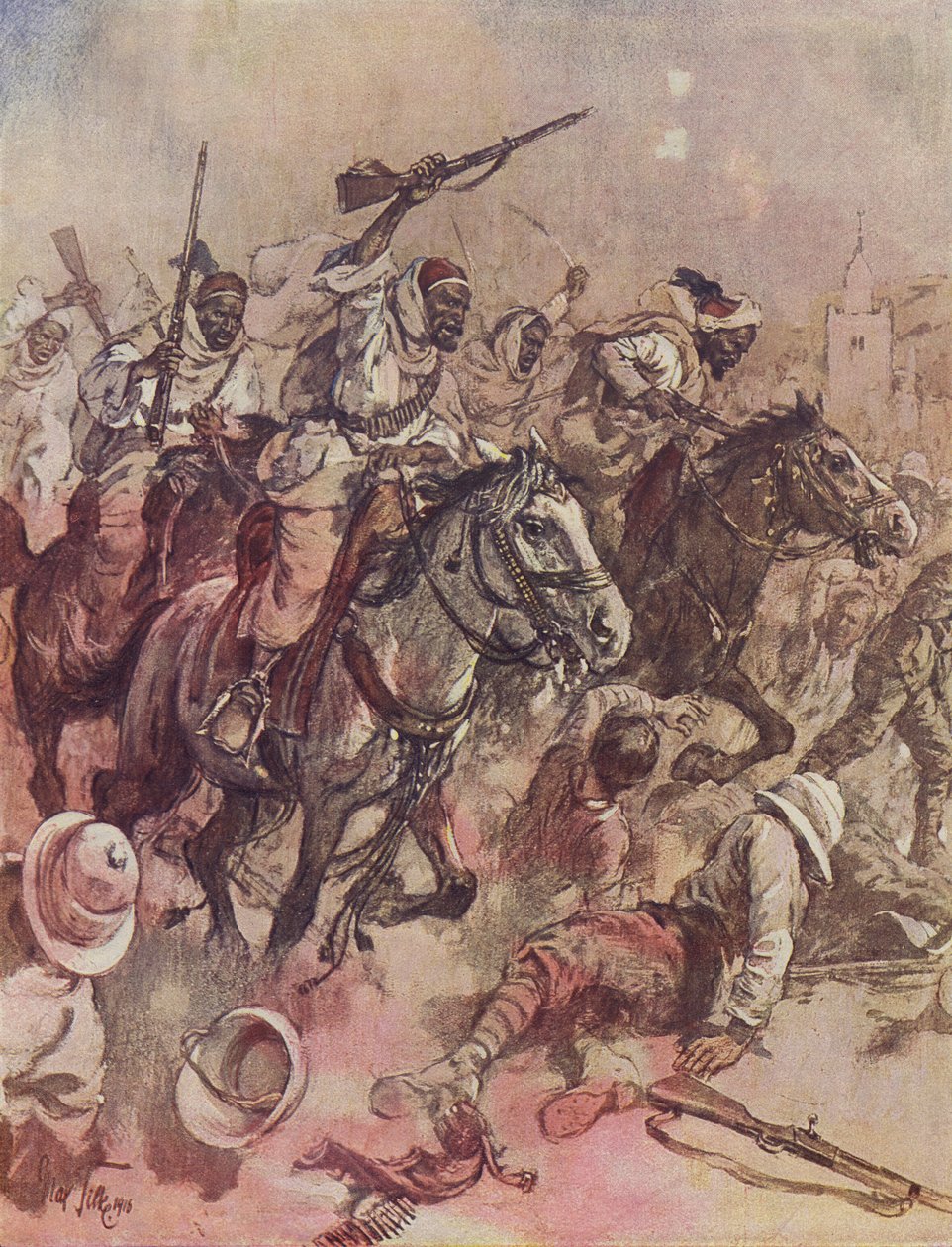 Guerriers du cheikh de Senussi chassant les Britanniques de Matruh, à l