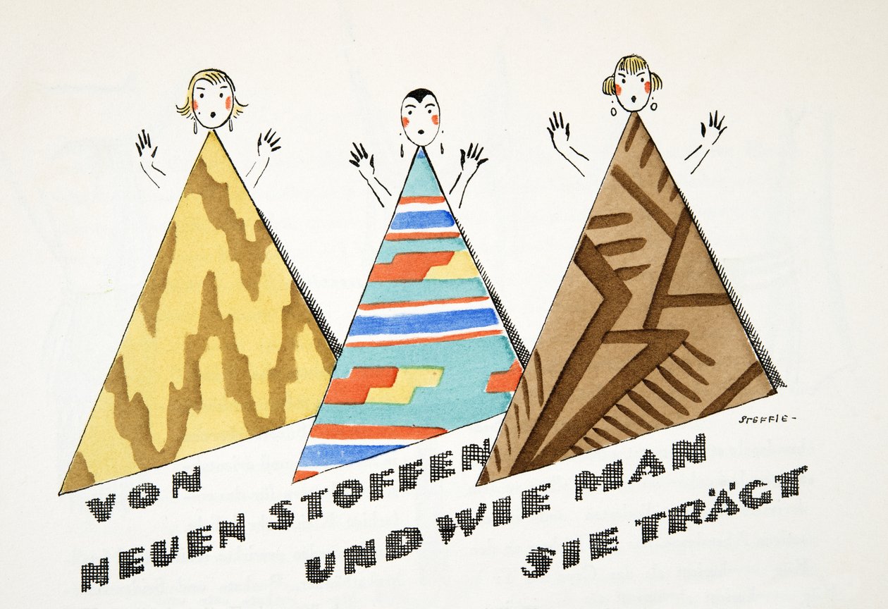 "des nouveaux tissus et comment les porter" from Styl, pub.1922 (pochoir imprimé) - German School