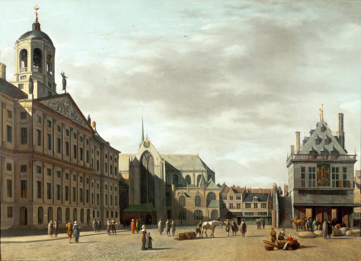 La rue du Dam et le nouvel hôtel de ville d