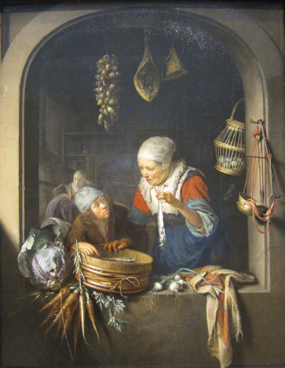 Vendeur de harengs et garçon - Gerrit Dou