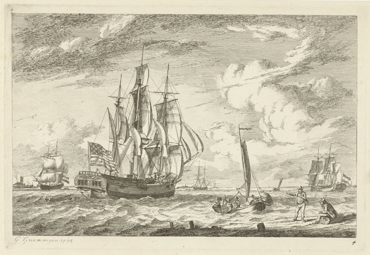 Trois-mâts américain et autres navires - Gerrit Groenewegen