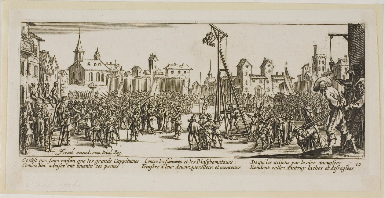 Le Strappado, dixième planche des Grandes Misères de la Guerre - Gerrit Lucasz van Schagen