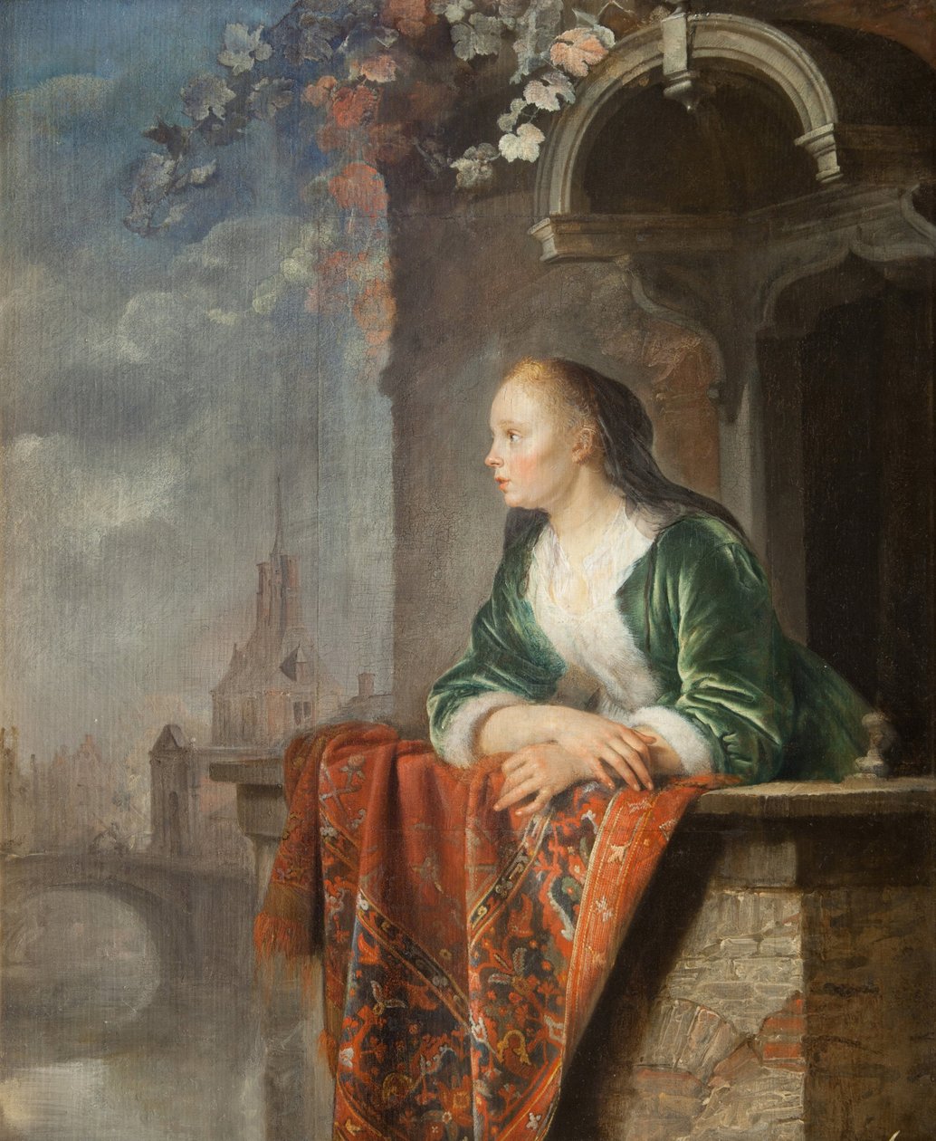 Jeune femme sur un balcon - Gerrit Dou