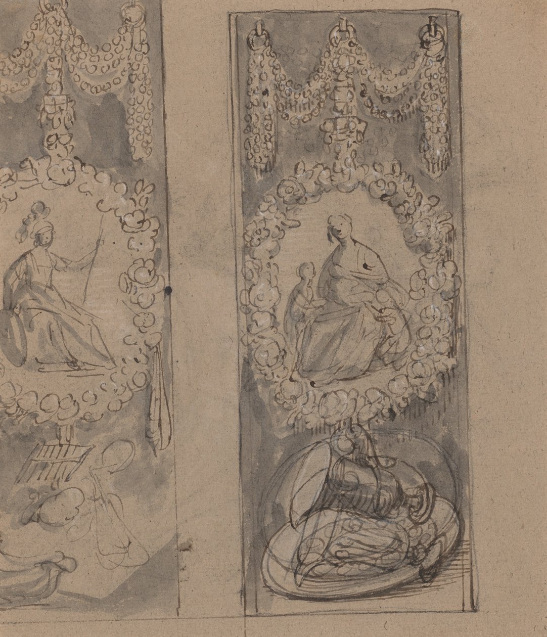 Motifs décoratifs avec guirlandes (verso) - Gerrit van Honthorst