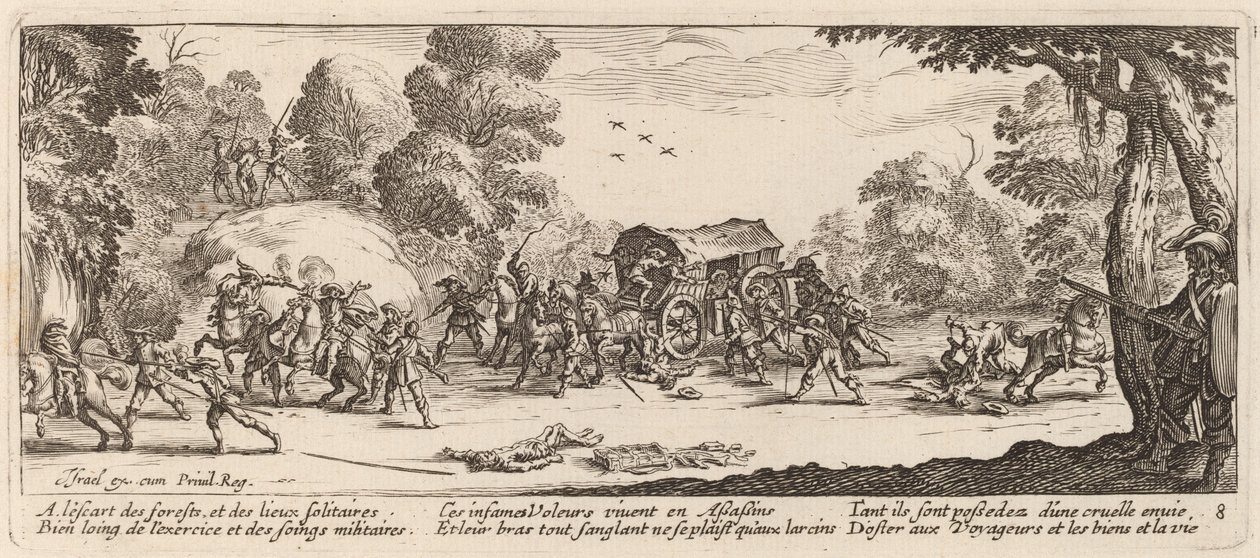 Attaque sur une calèche - Gerrit van Schagen after Jacques Callot