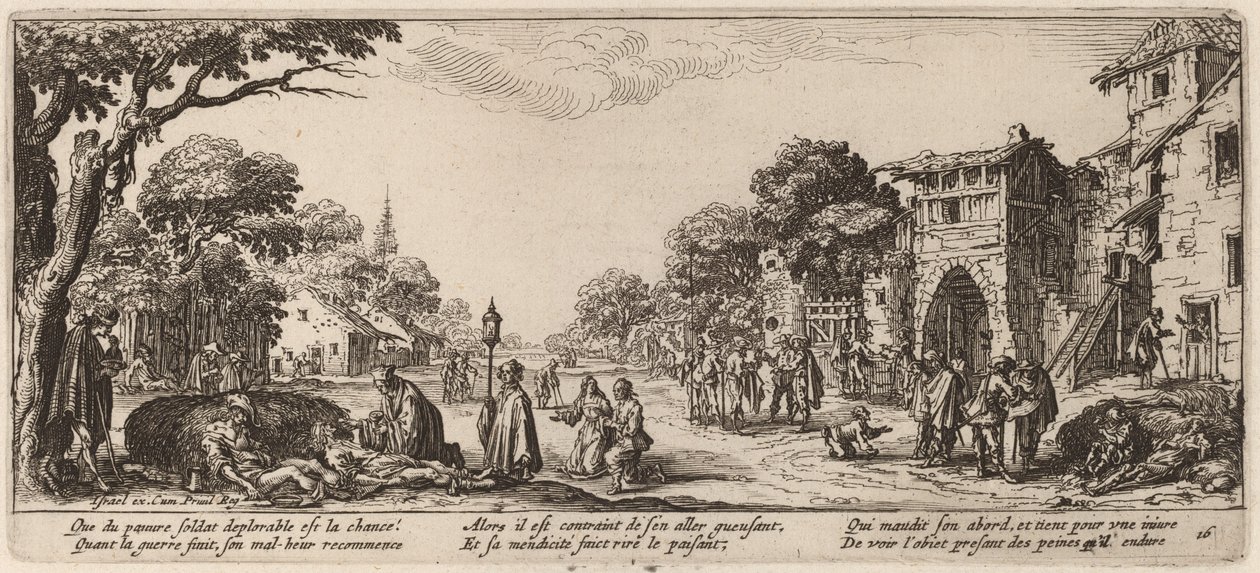 Soldats mourants au bord de la route - Gerrit van Schagen after Jacques Callot