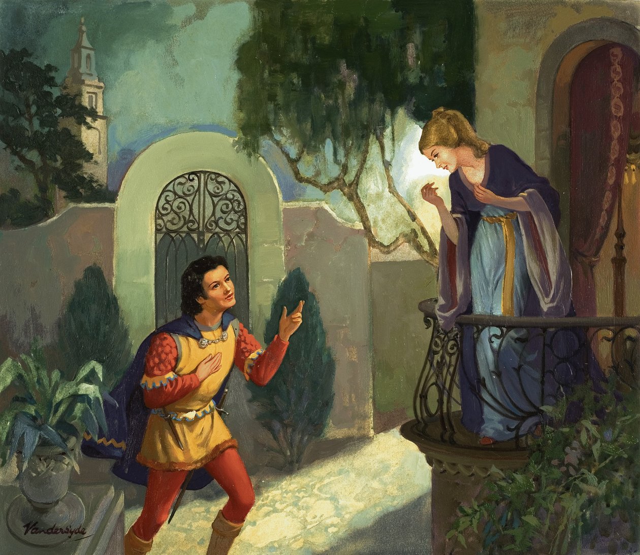 Scène de balcon non identifiée, peut-être Roméo et Juliette - Gerritt Vandersyde