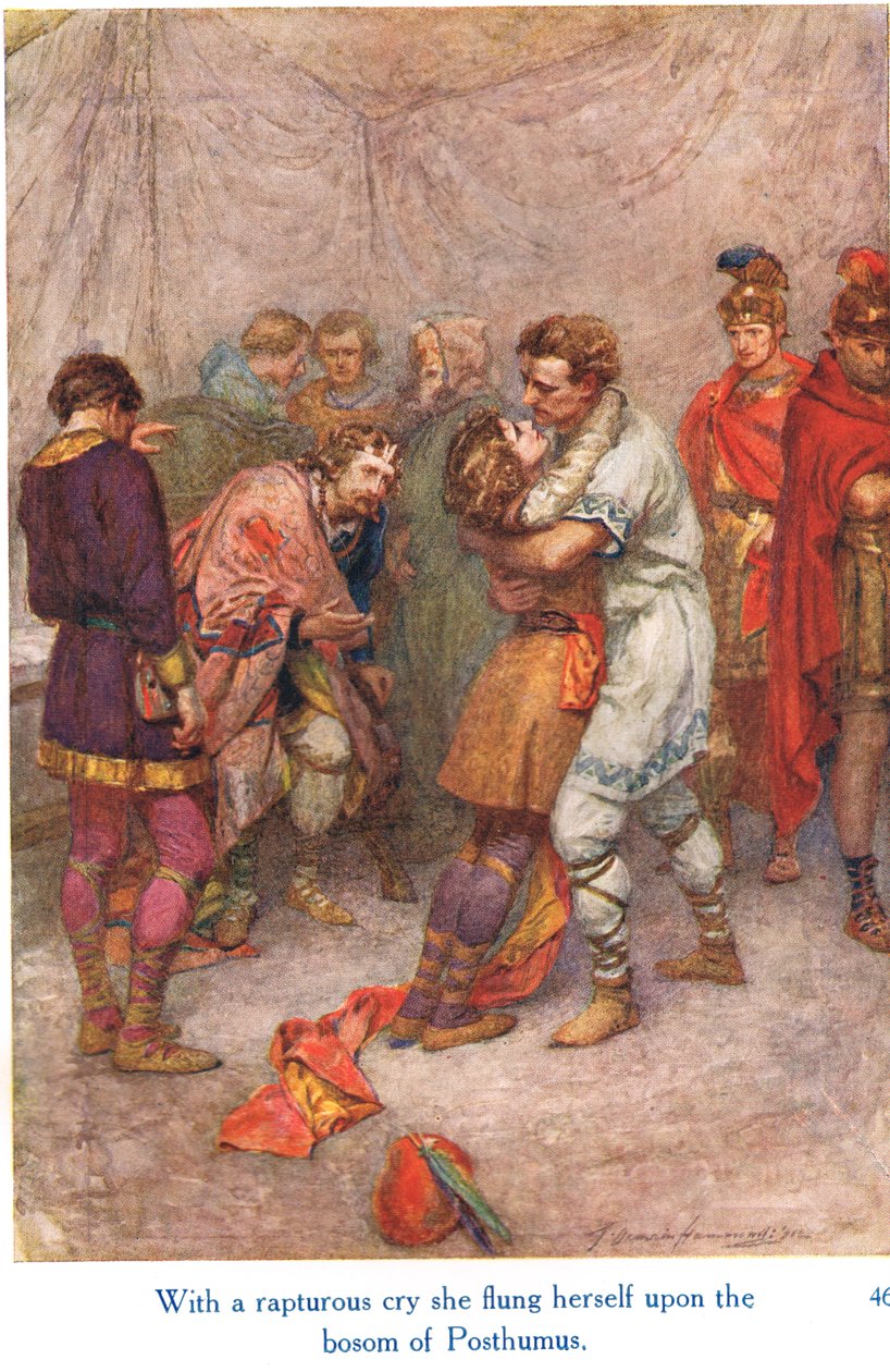 Avec un cri de ravissement, elle se jeta sur la poitrine de Posthumus, illustration de 