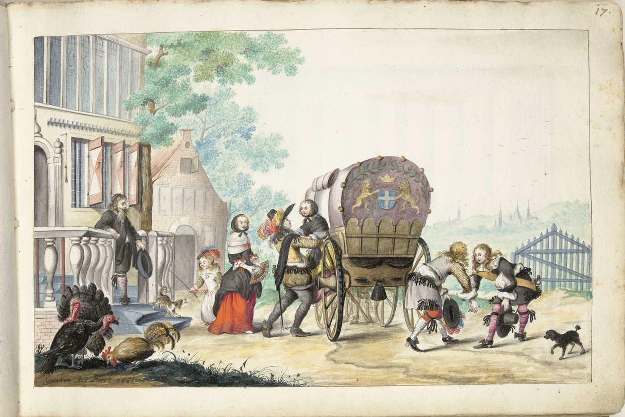 Arrivée à un manoir - Gesina ter Borch (signed by artist)