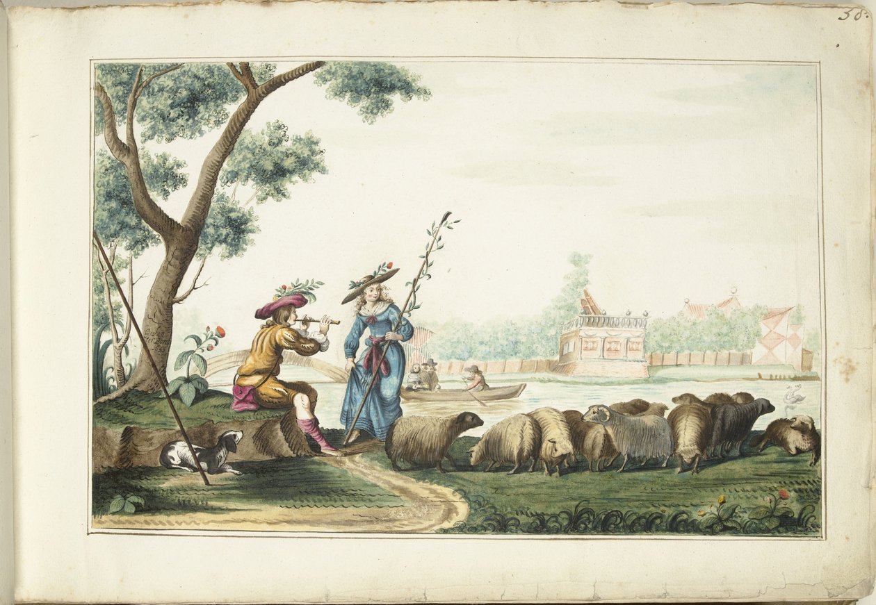 Scène pastorale au bord d