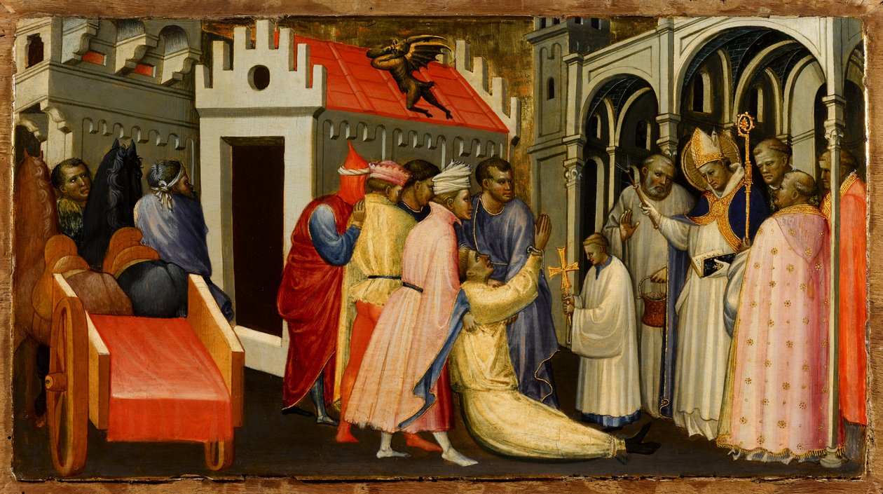 Saint Hugues de Lincoln exorcise un homme possédé par le diable, 1404-1407 - Gherardo Starnina