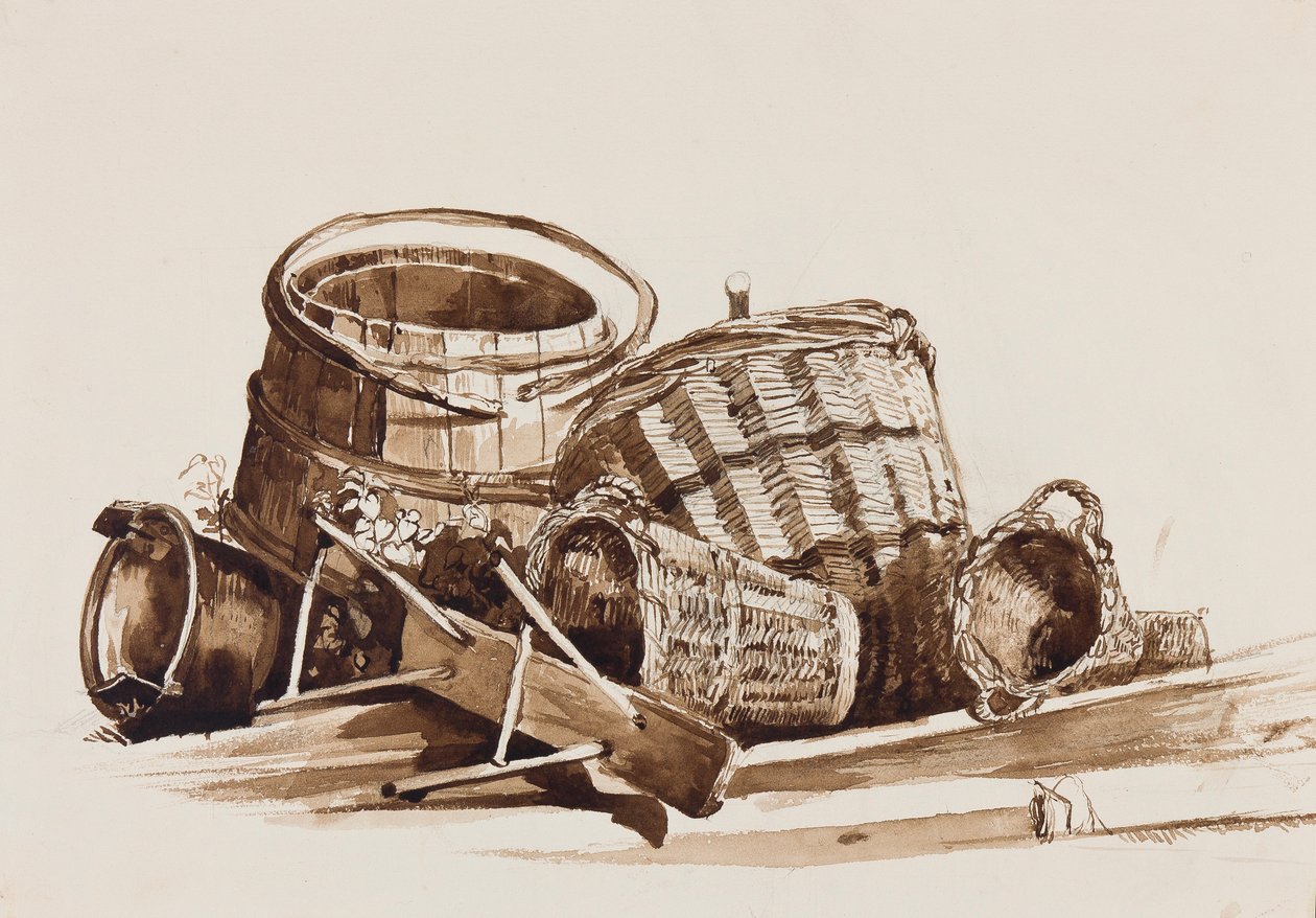 Paniers, barils et banc, copié d