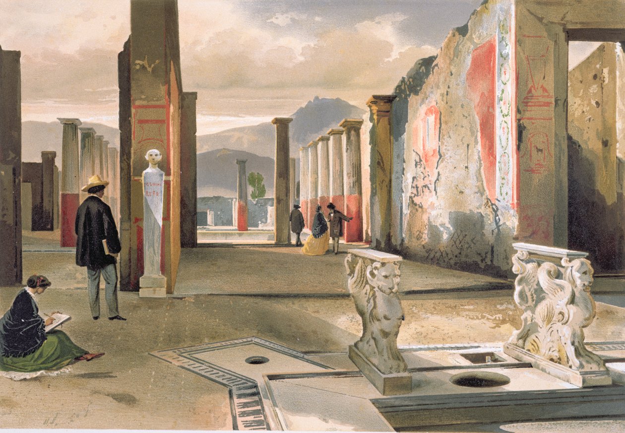 Touristes visitant les ruines de Pompéi, c.1860 - Giacinto Gigante