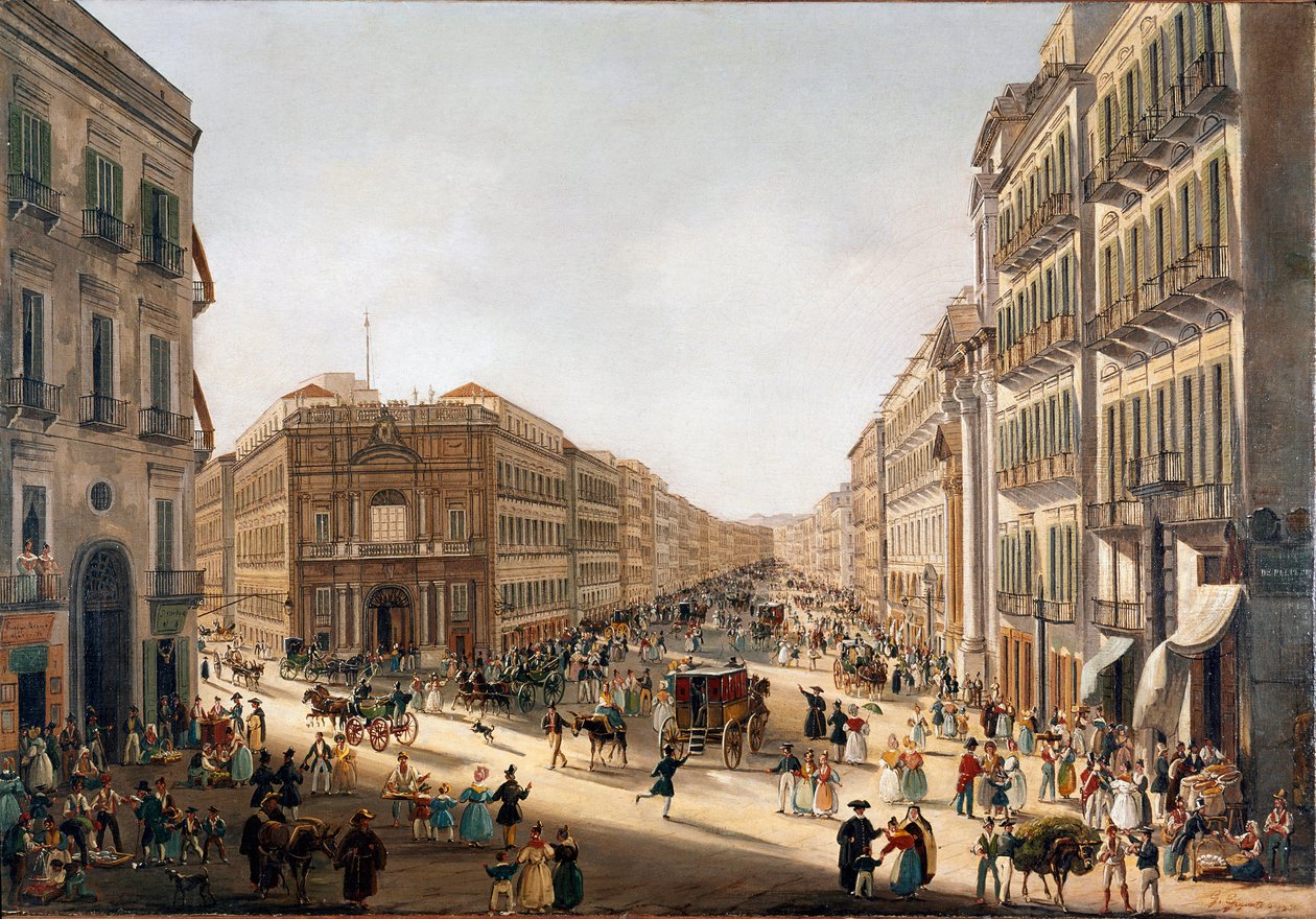 Vue de la rue Toledo à Naples Peinture par Giacinto Gigante (1806-1876) Naples Museo Nazionale di San Martino - Giacinto Gigante