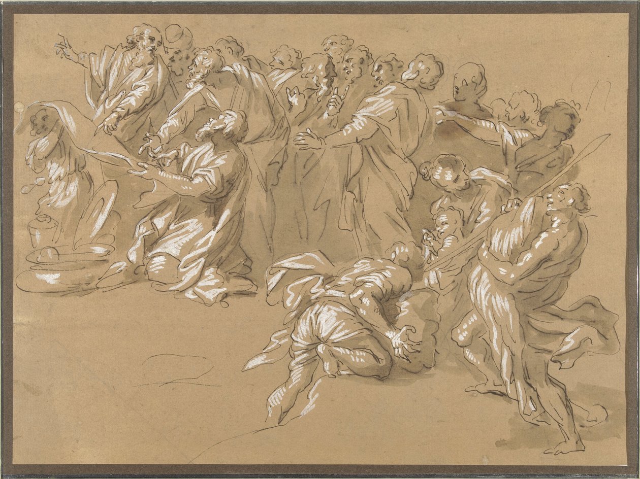 La découverte de la coupe dans le sac de Benjamin (?) - Giacinto Gimignani