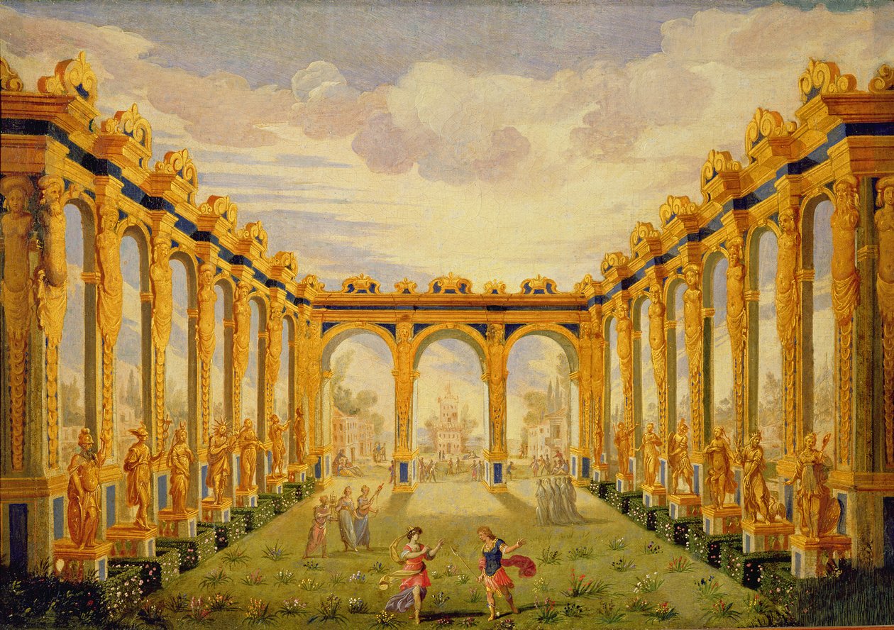 Acte III, scène V : Cour des Champs-Élysées - Giacomo Torelli
