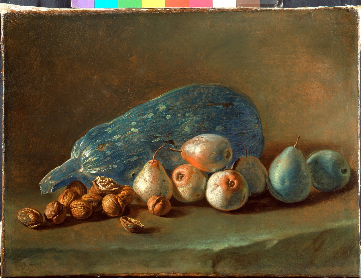 Nature morte avec citrouille, poires et noix - Giacomo Ceruti