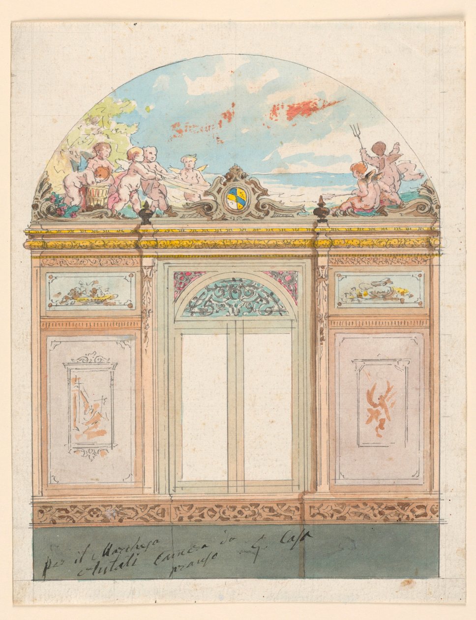 Dessin, décoration murale peinte, 1870 - Giacomo Casa