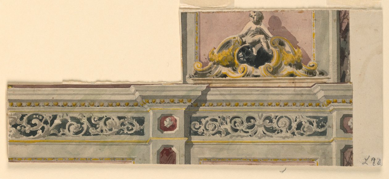 Dessin, projet de porte peinte, 1850-75 - Giacomo Casa
