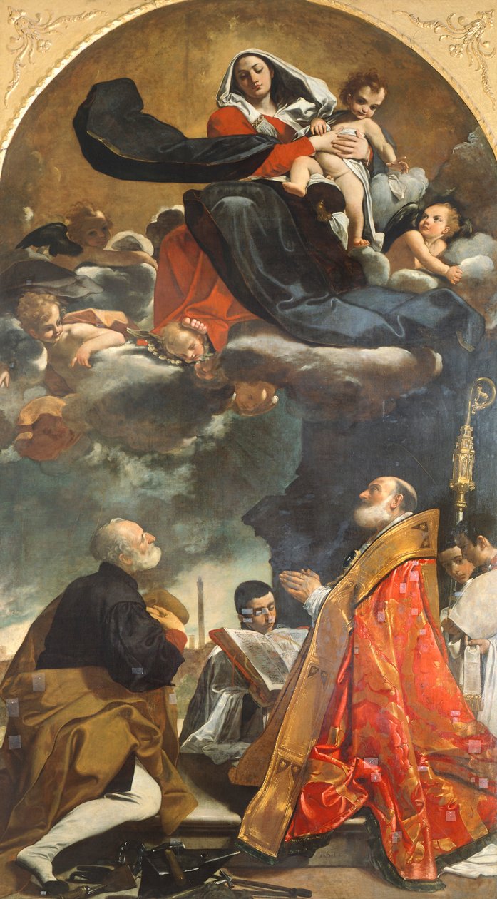 Retable représentant la Vierge avec les saints Pétrone et Alo - Giacomo Cavedoni