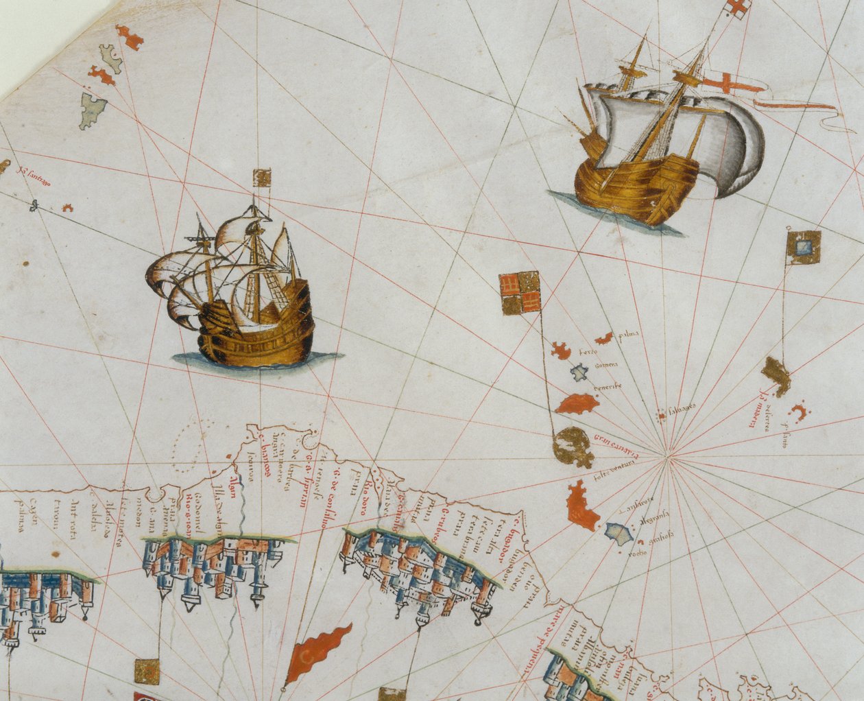 Carte nautique, détail des îles Canaries, 1564 - Giacomo Maggiolo