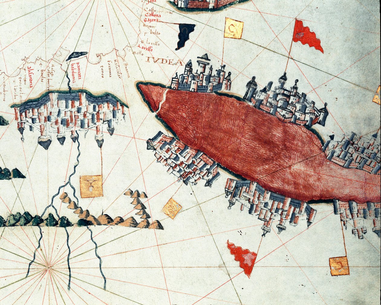 La mer Rouge et le canal de Suez (portulan) - Giacomo Maggiolo