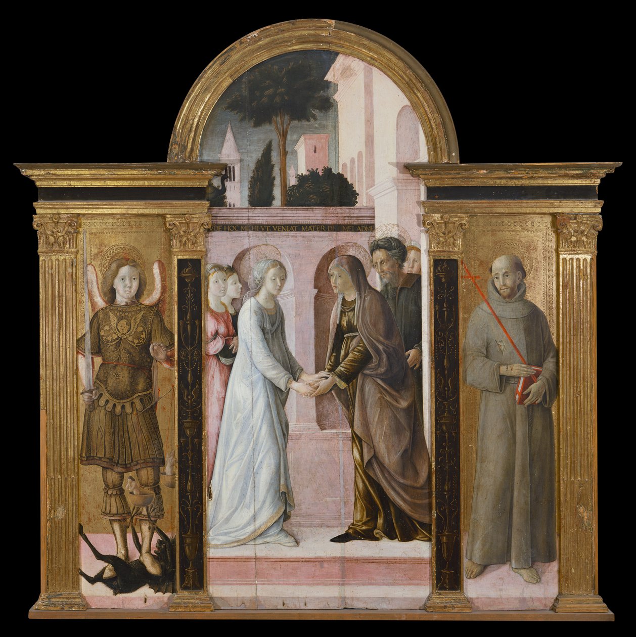 Triptyque : La Visitation, entre Saint Michel et Saint François - Giacomo Pacchiarotti