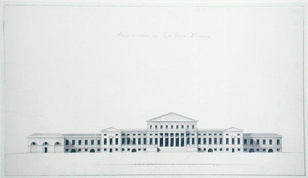Plan de la résidence du prince Youssoupov sur la rivière Fontanka, Saint-Pétersbourg (vue du côté du jardin) - Giacomo Quarenghi