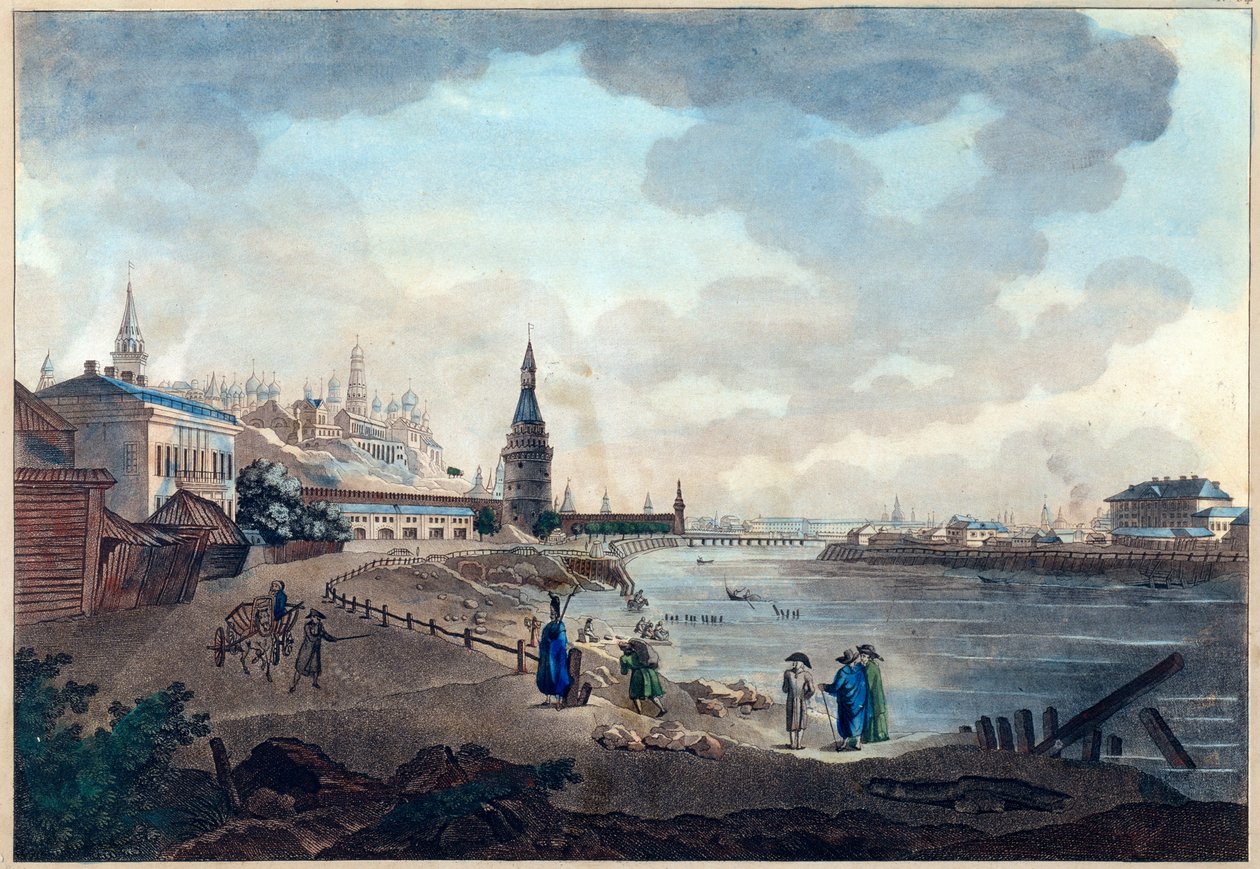 Vue du Kremlin de Moscou prise du pont de pierre sur la Moscova - Giacomo Quarenghi