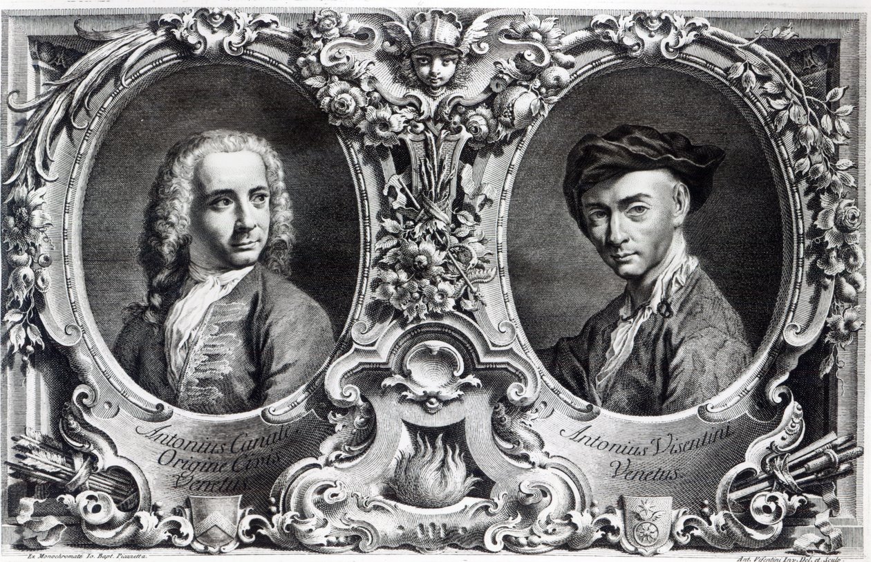 Canaletto et Antonio Visentini, gravé par Visentini - Giambattista Piazzetta
