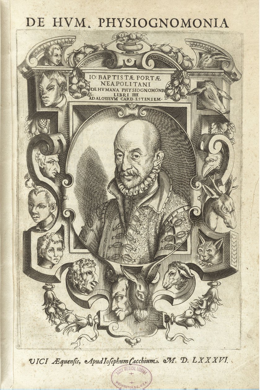 Couverture de «De humana physiognomica» («De la physiognomonie humaine») de Baptista Porta - Giambattista della Porta