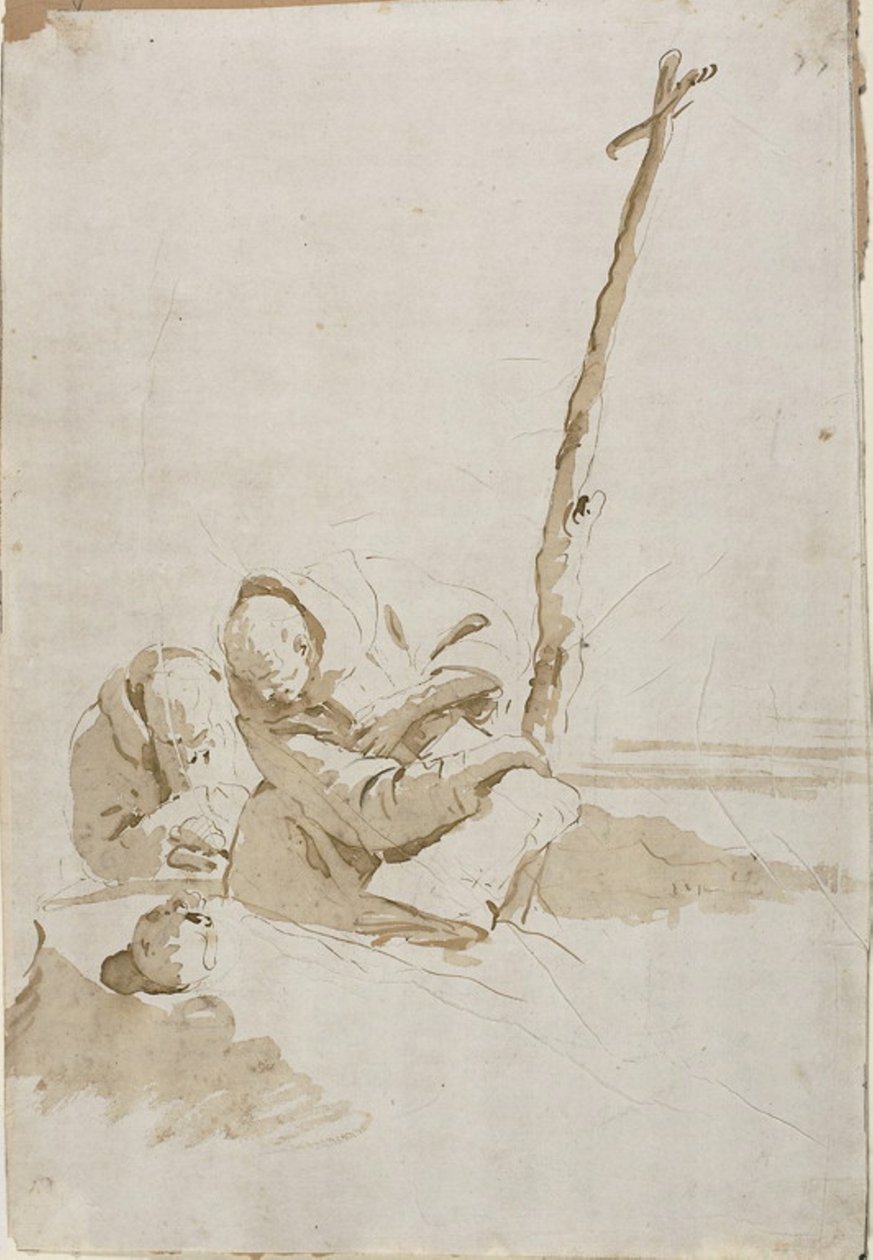 Deux moines contemplant un crâne - Giambattista Tiepolo