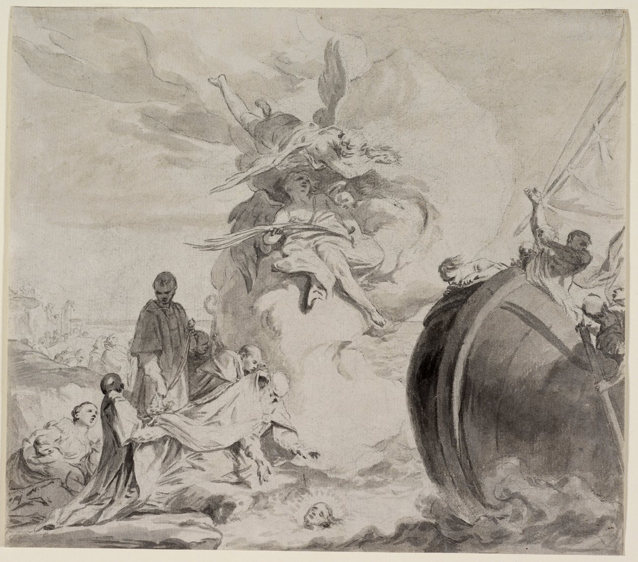 La tête de Saint Torpe sauvée par des anges et restaurée à l