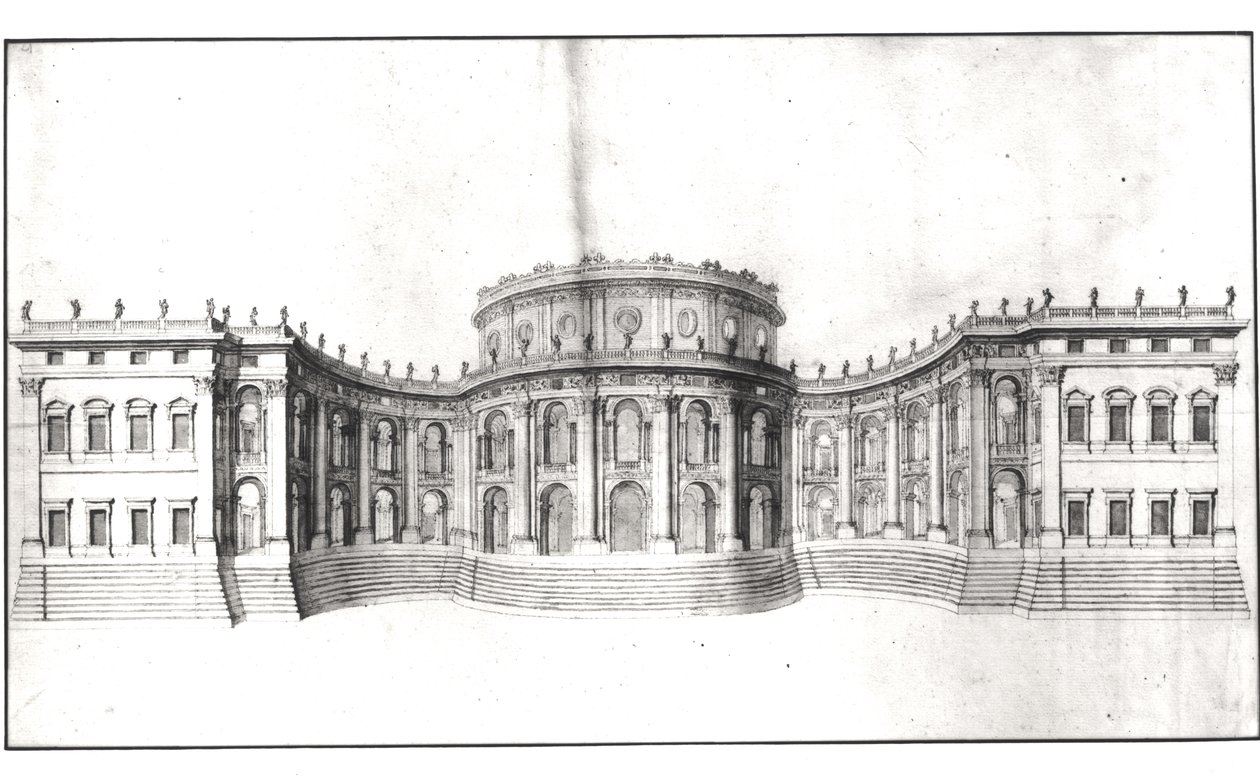 Premier projet pour le Louvre, élévation de la façade est, de 