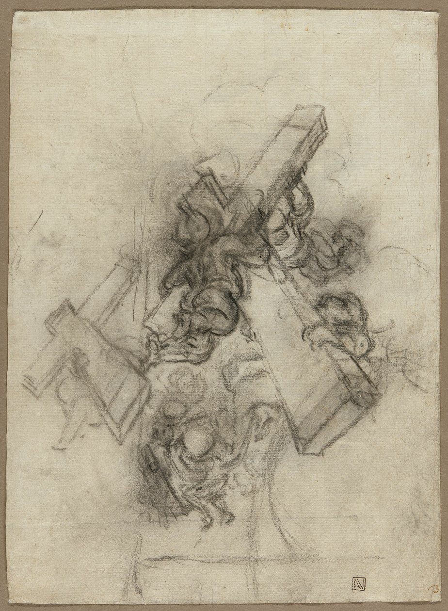 Putti portant la croix (recto) ; études d