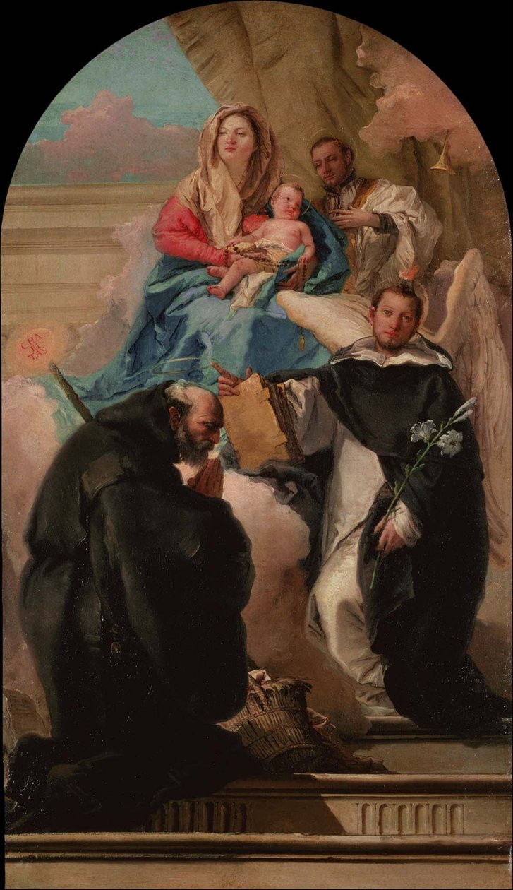 Madone et enfant avec trois saints - Giovanni Domenico Tiepolo