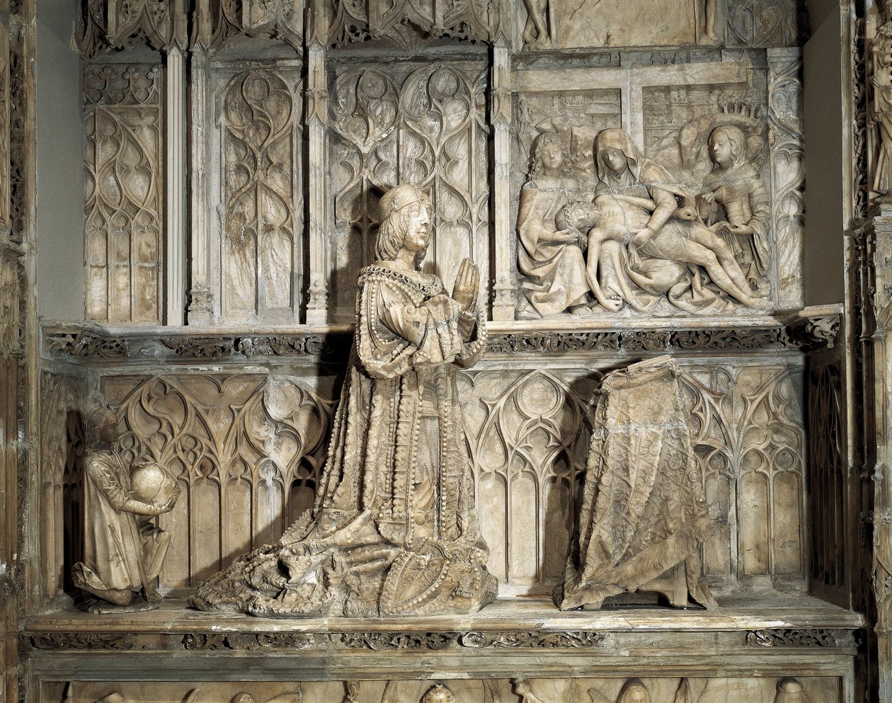 Art gothique : Sépulture de Juan de Padilla (1490-1521). Hidalgo et révolutionnaire castillan, connu pour sa participation à la Guerre des Communautés de Castille. Sculpture en marbre de Gil de Siloé (1486-1501), vers 1500. Burgos, Musée de Burgos - Gil de Siloe