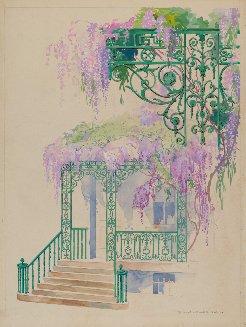 Rampe de porche en fonte, vers 1936 - Gilbert Sackerman