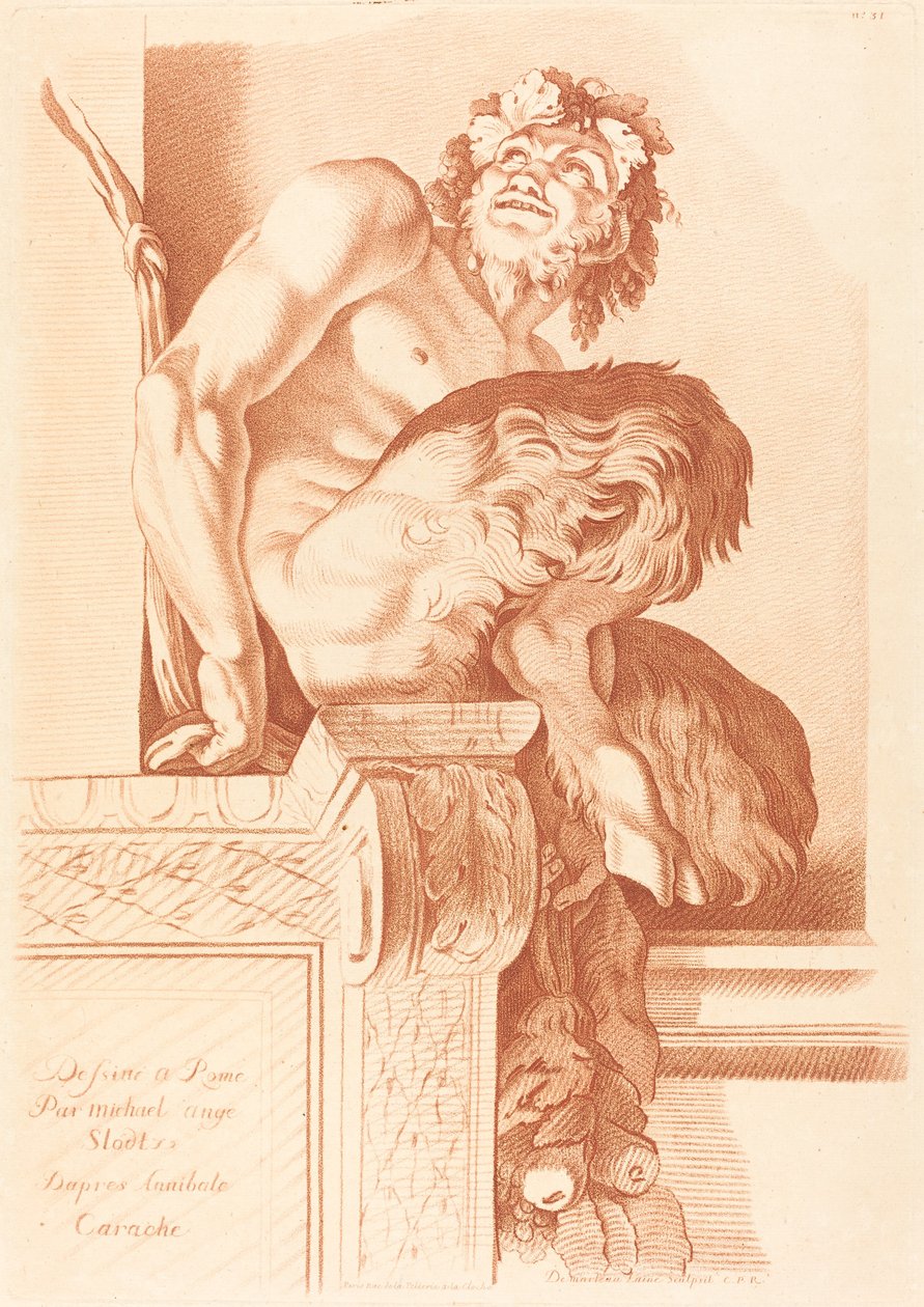Satyre - Gilles Demarteau the Elder after René Michel Slodtz after Annibale Carracci