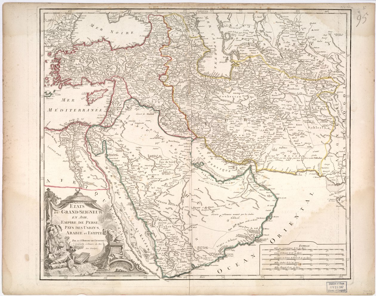 États du Grand-Seigneur en Asie - Empire de Perse, Pays des Usbecs, Arabie et Égypte - Gilles Robert De Vaugondy