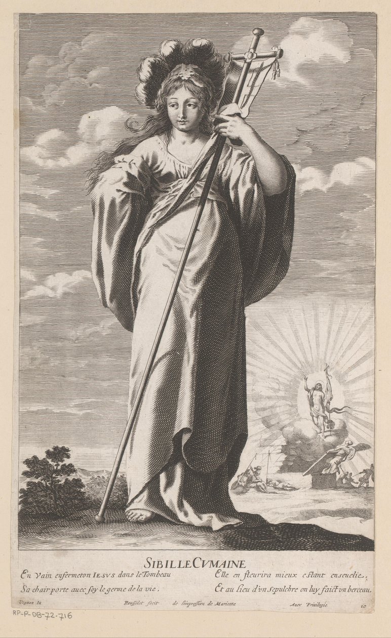 Sibylle de Cumes, avec en arrière-plan la résurrection du Christ - Gilles Rousselet