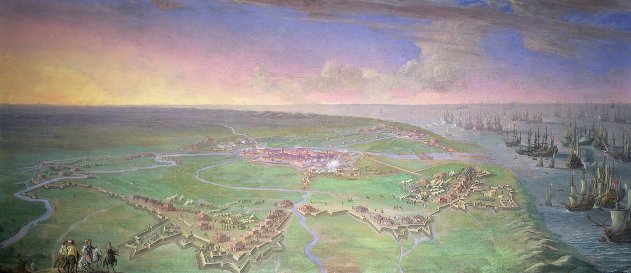Vue panoramique de Gravelines assiégée par le duc d
