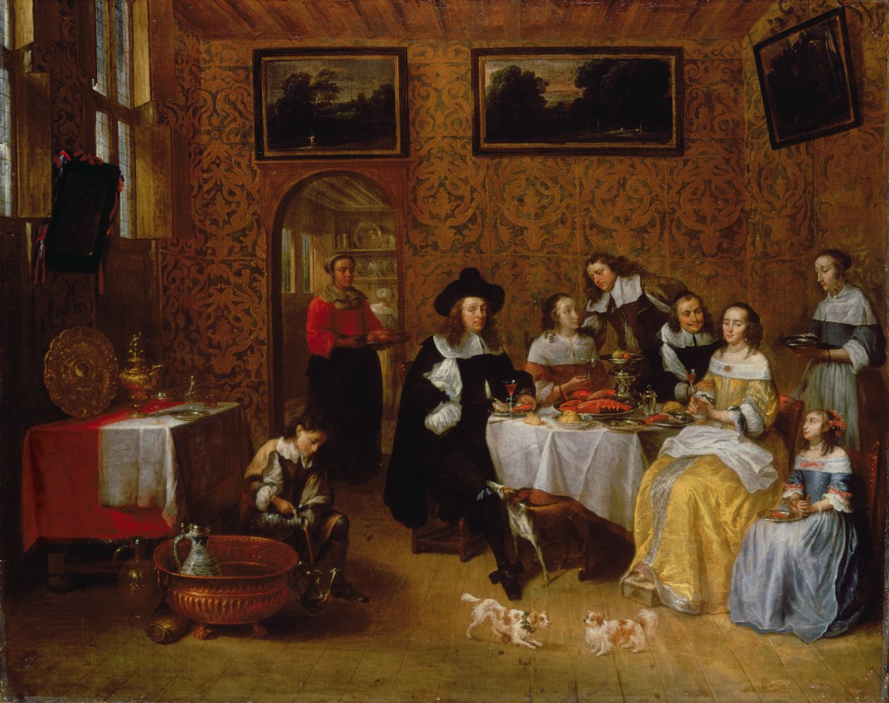 Une famille noble dînant - Gillis van Tilborgh the younger