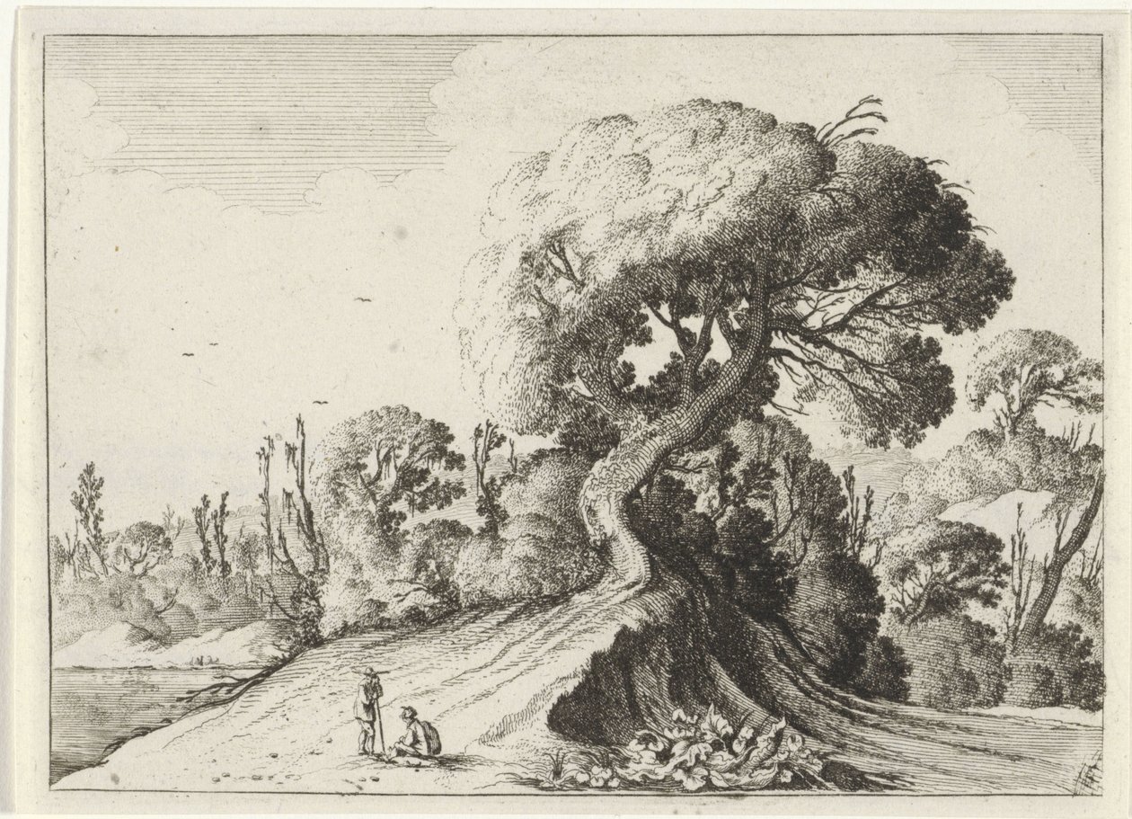 Deux hommes devant un grand arbre - Gillis van Scheyndel (I)