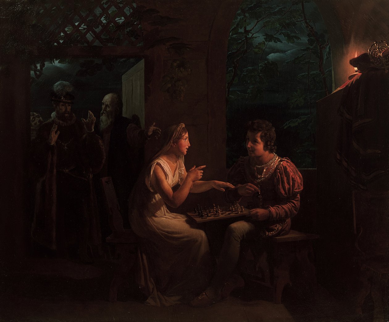 Ferdinand et Miranda jouant aux échecs, 1822 - Gillot Saint Evre