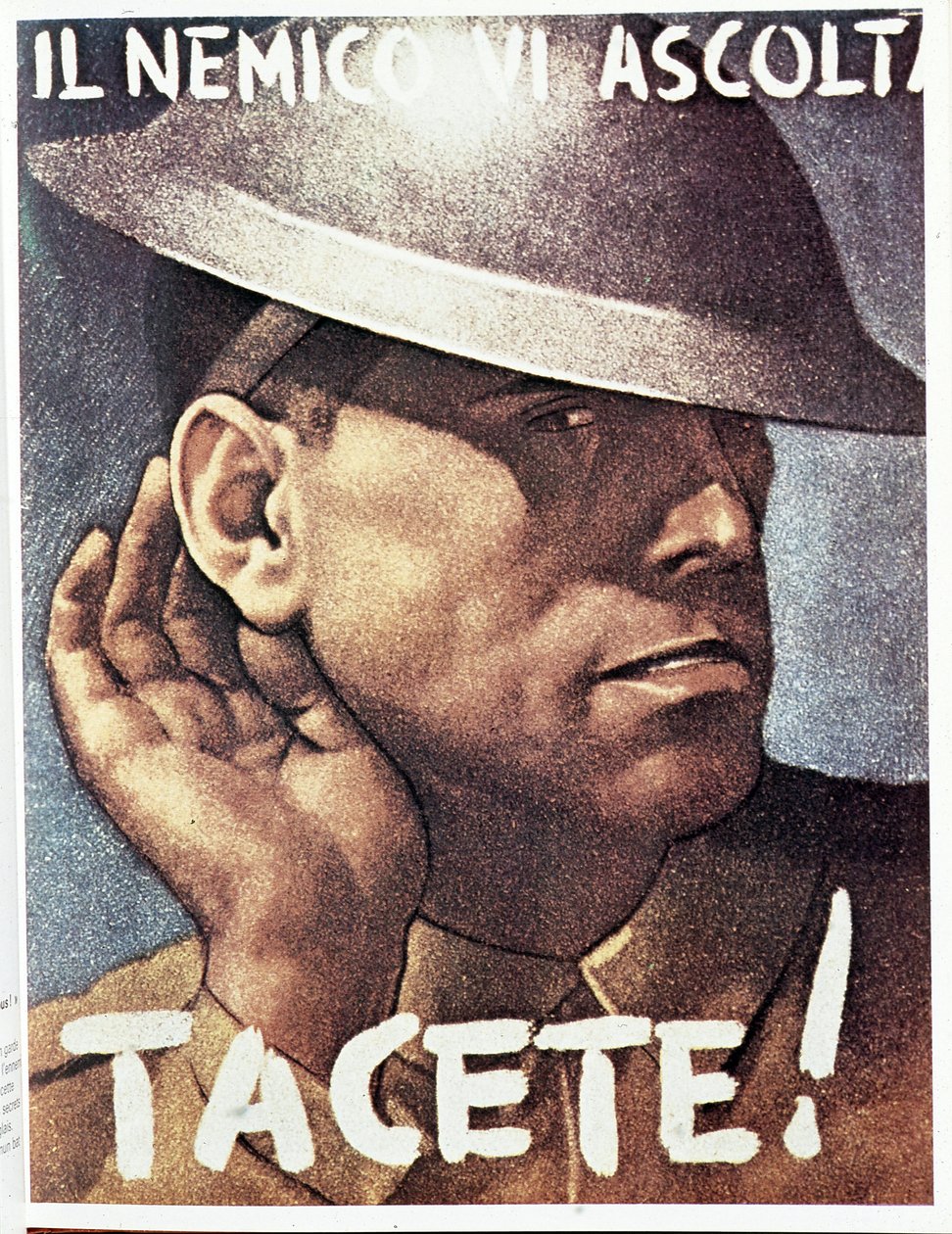 Tacete, il nemico vi ascolta - Affiche de propagande italienne, v.1942 Illustration de Gino Boccasile (1901-1952) - Gino Boccasile