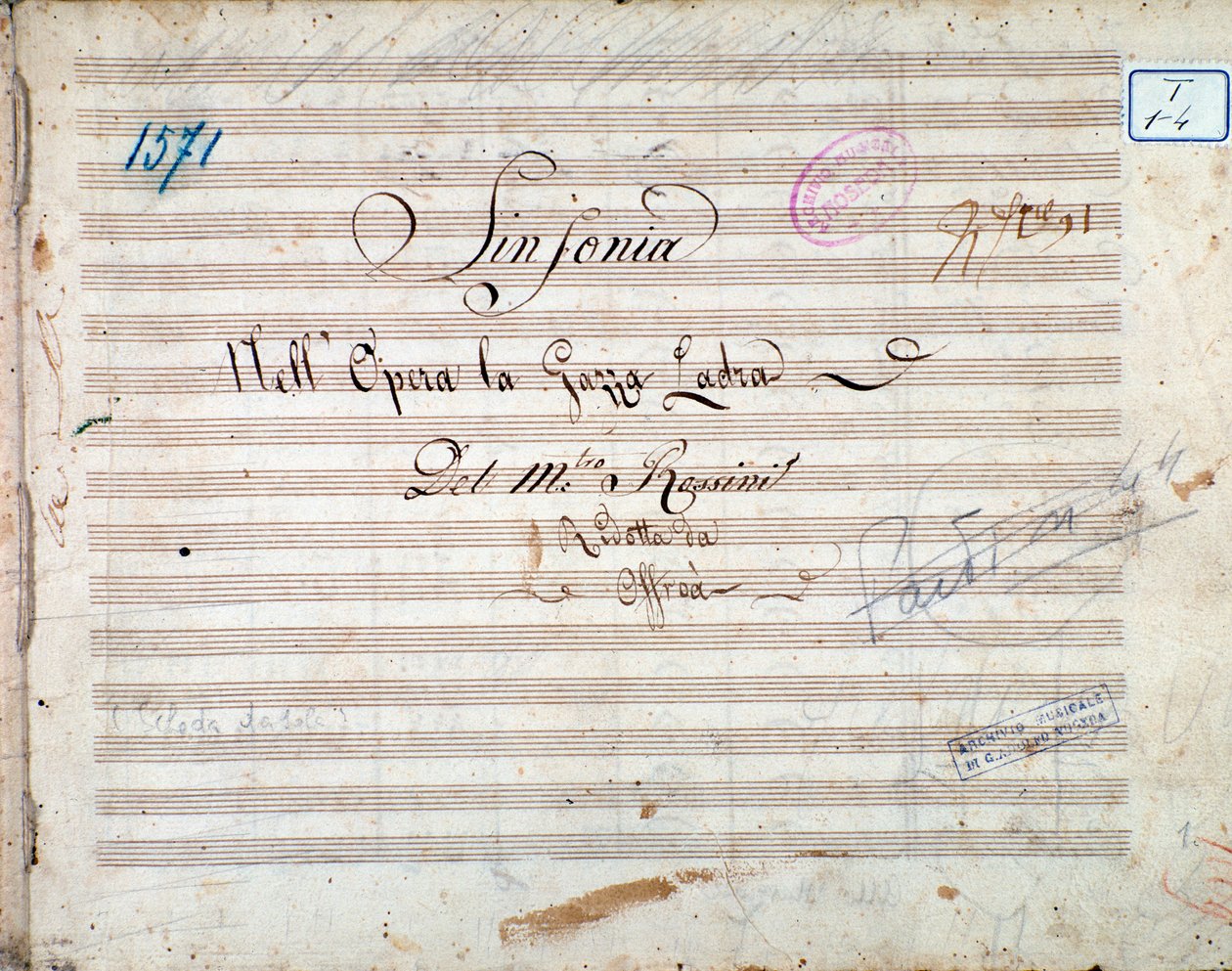 Première page de la partition de La gazza ladra (La Pie voleuse) de Gioacchino Rossini - Gioachino Rossini