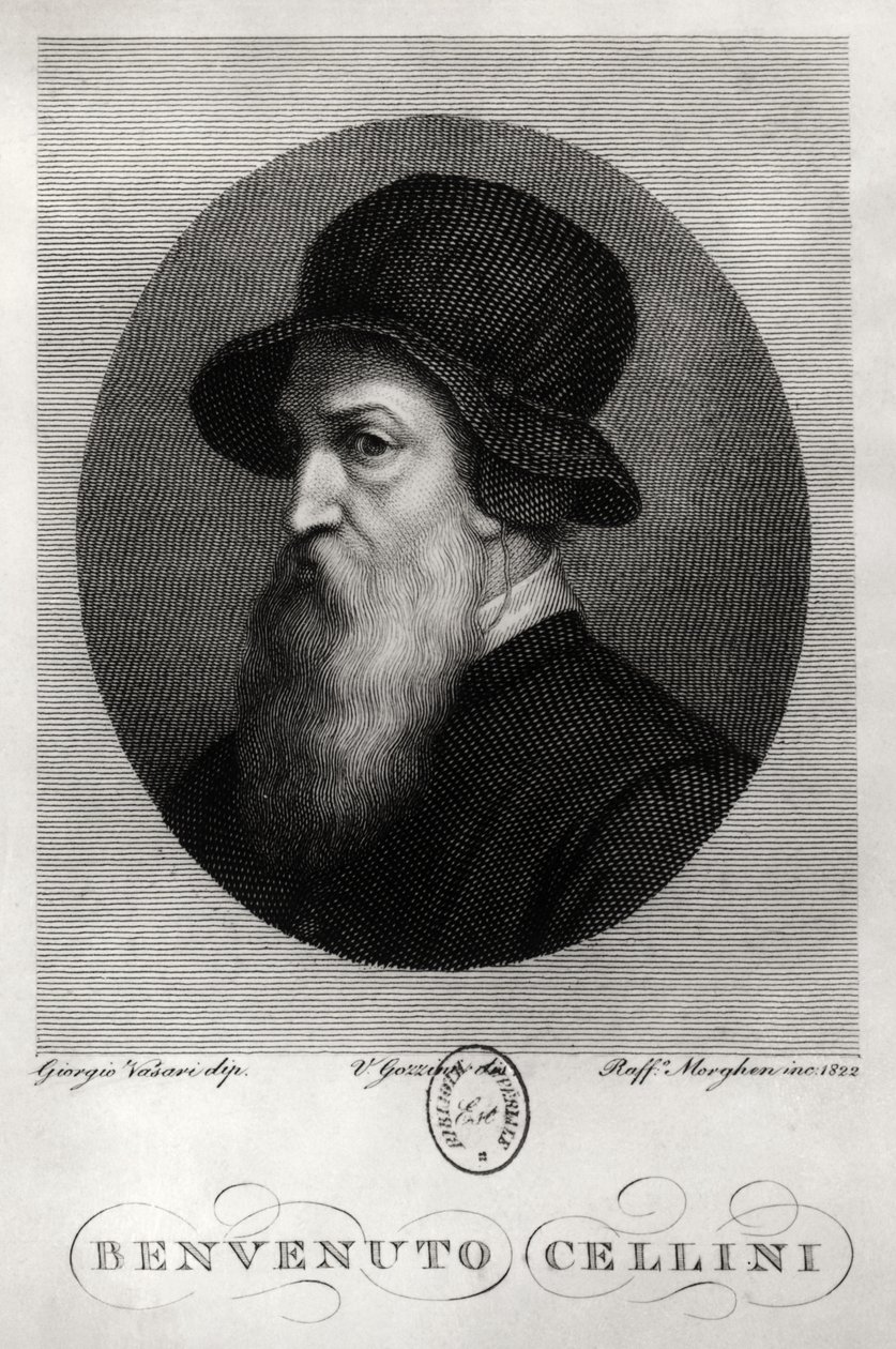 Portrait de Benvenuto Cellini (1500-71) gravé par Rafaello Morghen (1758-1833) 1822 - Giorgio Vasari