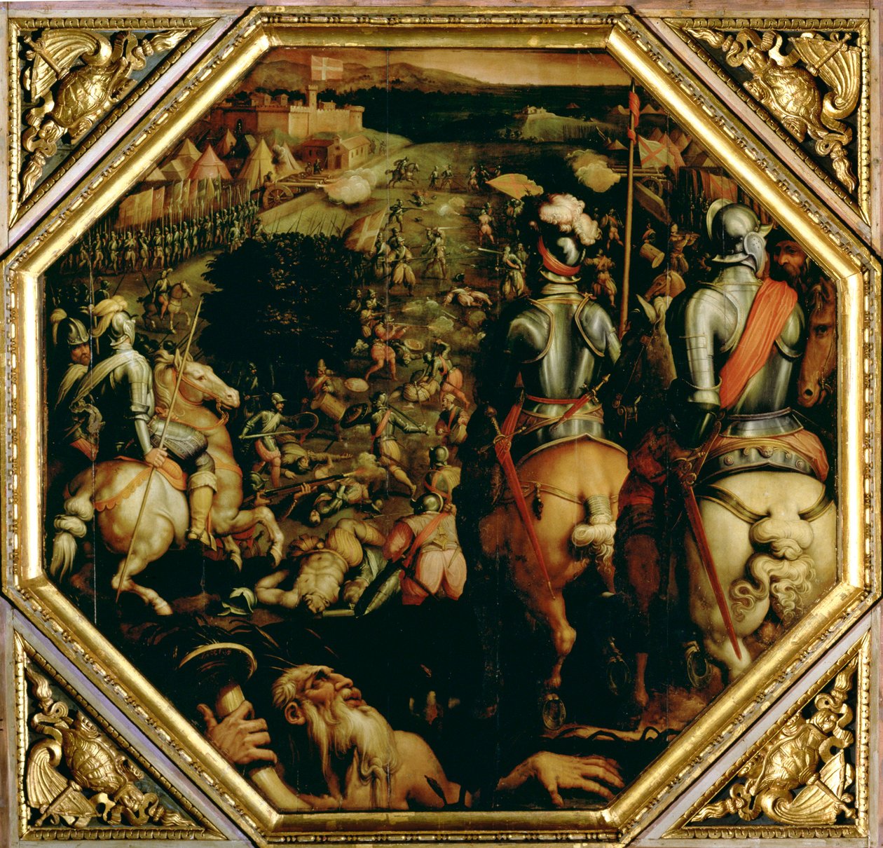 La Bataille de Marciano en 1553, du plafond du Salone dei Cinquecento, 1565 - Giorgio Vasari