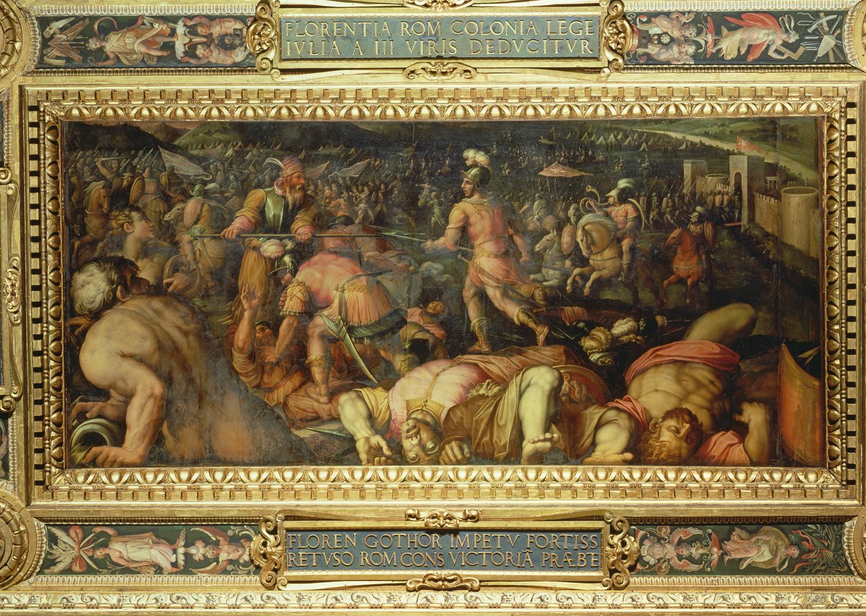 La défaite de Radagasio du plafond du Salone dei Cinquecento, 1565 - Giorgio Vasari
